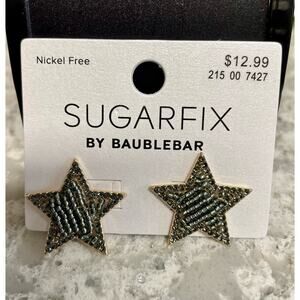 SUGARFIX BaubleBar Gold Tone Starry Night Stud earrings gray nickel free - NEW